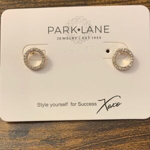 Park Lane Gold Circle Pave Stud Earrings - Clear Crystal